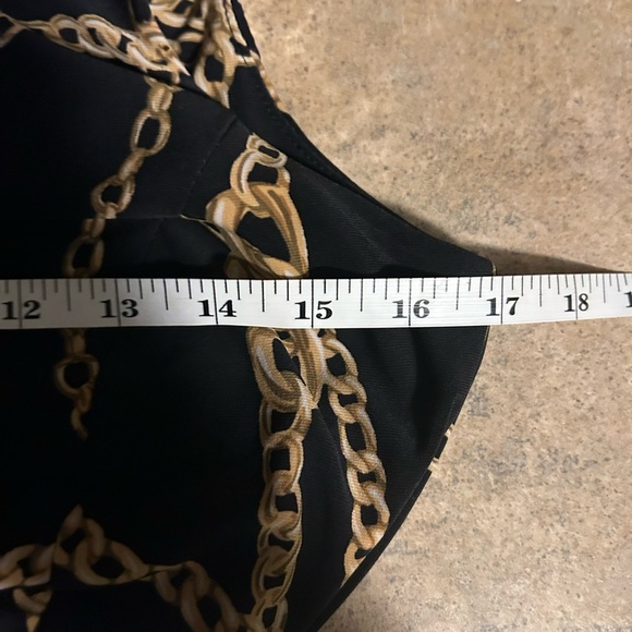 Lauren Ralph Lauren dress - black/gold chain print sleeveless w/belt - Picture 13 of 13